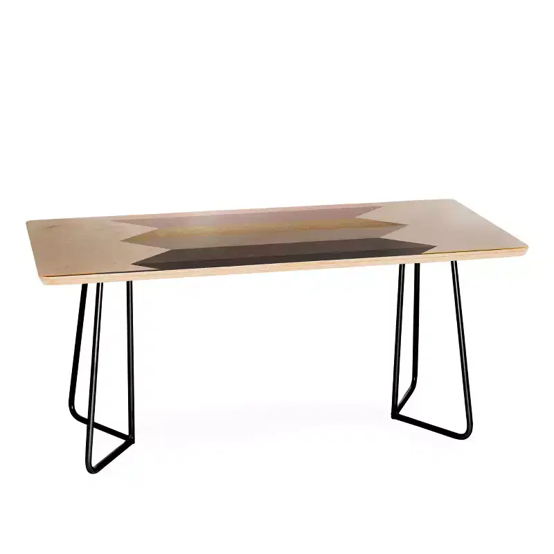 Gold Rectangle Coffee Table, 4-Leg Style, 1-Person Assembly
