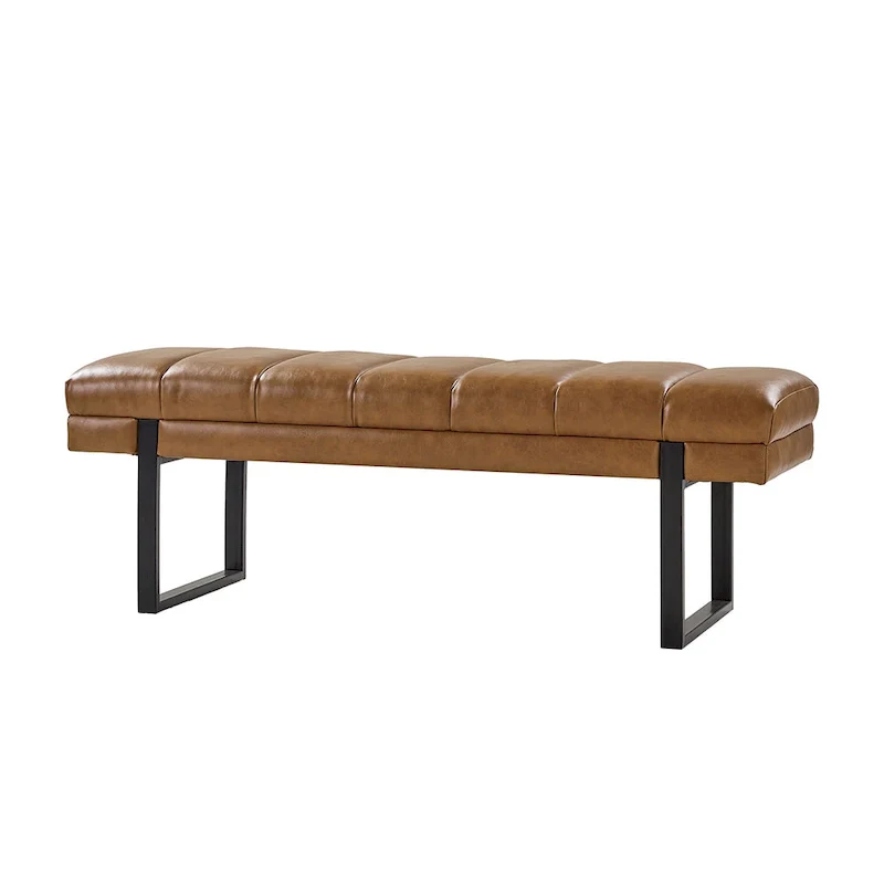 Laurens Modern 52.5  Channel Tufted Bench with Mental Legs by HULALA HOME