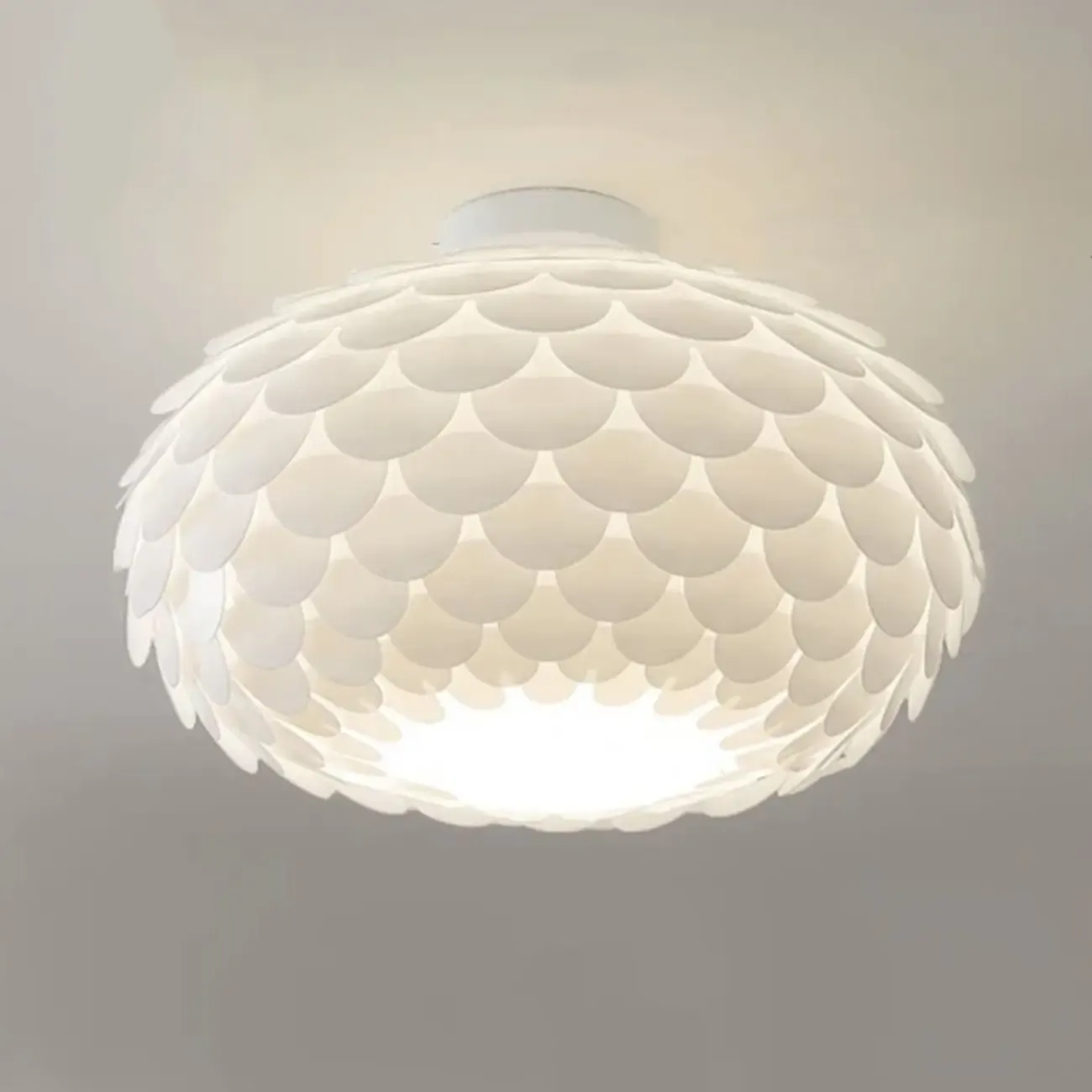 Scalloped White Acrylic Dome Semi Flush Ceiling Light