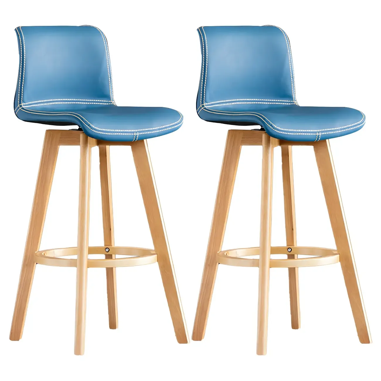 Mid-Century Distressed Leather Swivel Bar Stool with Back