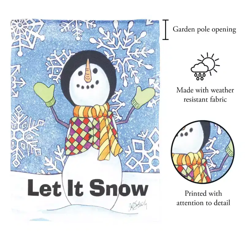 Magnolia Garden Let It Snow Snowman 13 x 18 Inch Polyester Garden Flag
