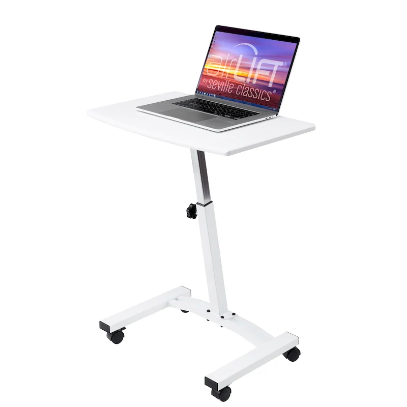 Mobile Height Adjustable Solid-Top Laptop Desk Cart