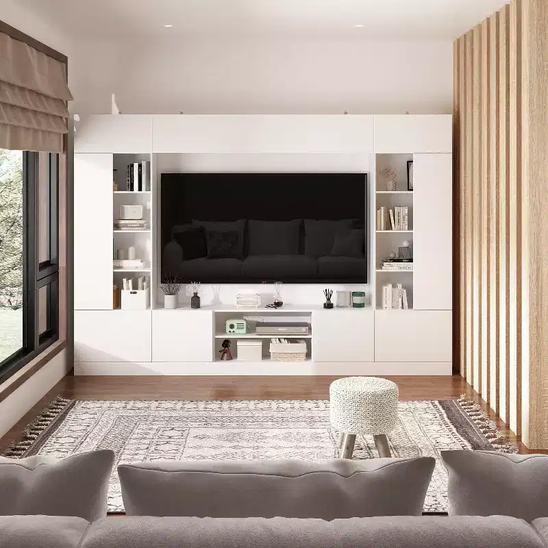 Hitow Large Entertainment Centre Wraparound TV Cabinet Storage and Ambient Lighting