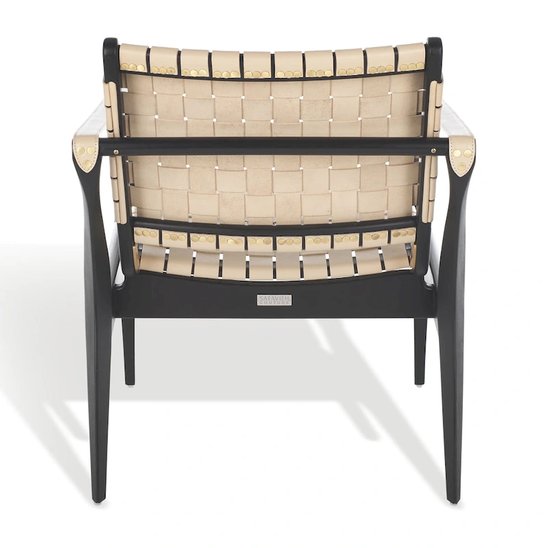 SAFAVIEH Couture Zenica Leather Safari Chair - 24.5 W x 30 L x 30 H - 25W x 30D x 30H
