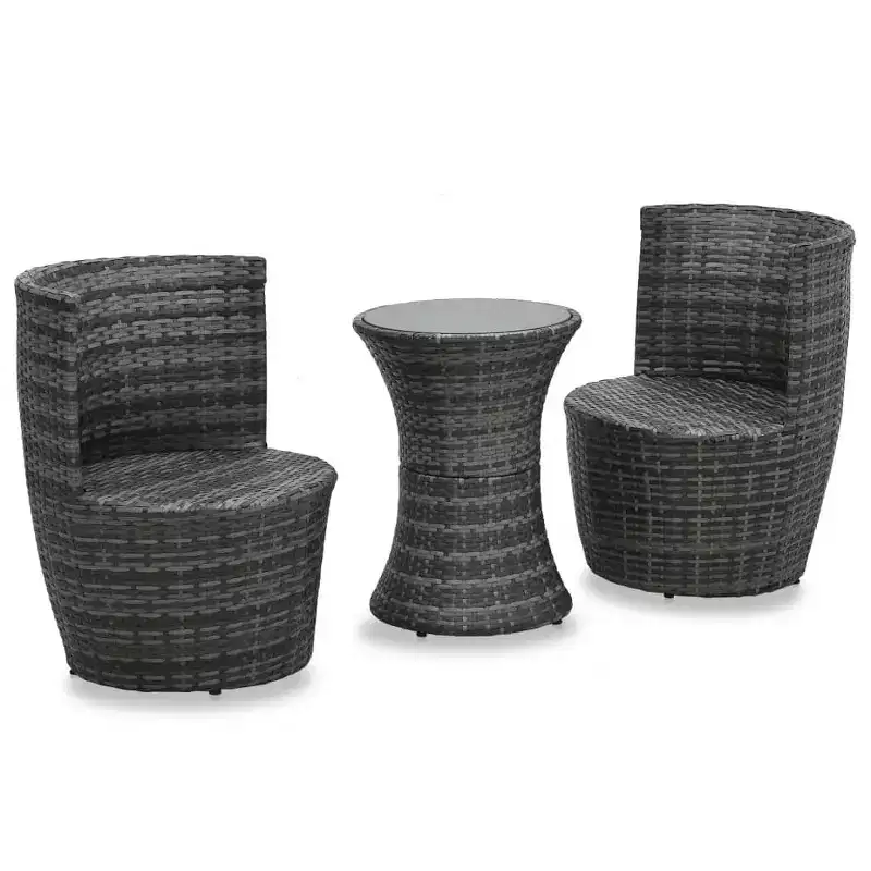 vidaXL Patio Bistro Set Patio Round Table Set Conversation Set Rattan