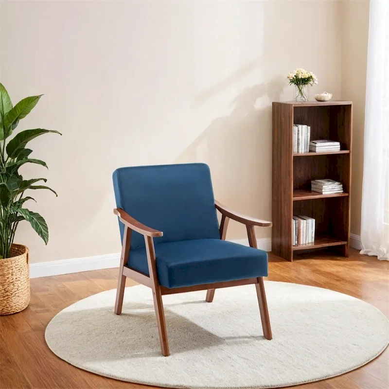 Mid-Century Modern Chair,Living Room Chair with Solid Wood Frame