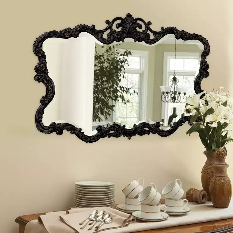 Howard Elliott 40"x30" Rectangular Iron Framed Wall Mirror with Mottled Silver Finish