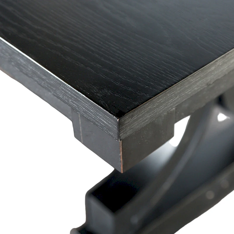 Luke 7pc Dining Table Set with 6 Wingback Chairs, Rectangular, Black, Beige