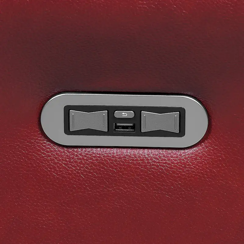 Top Grain Leather Power Reclining Sofa – Brown / Red, 3-Seat