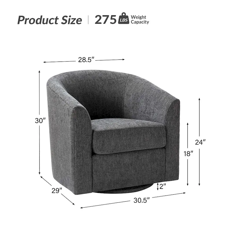 Cuenca Modern Upholstered Barrel Chair with Swivel Base Set of 2