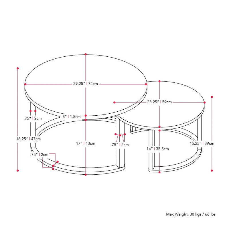 Set of 2 Nesting Coffee Tables