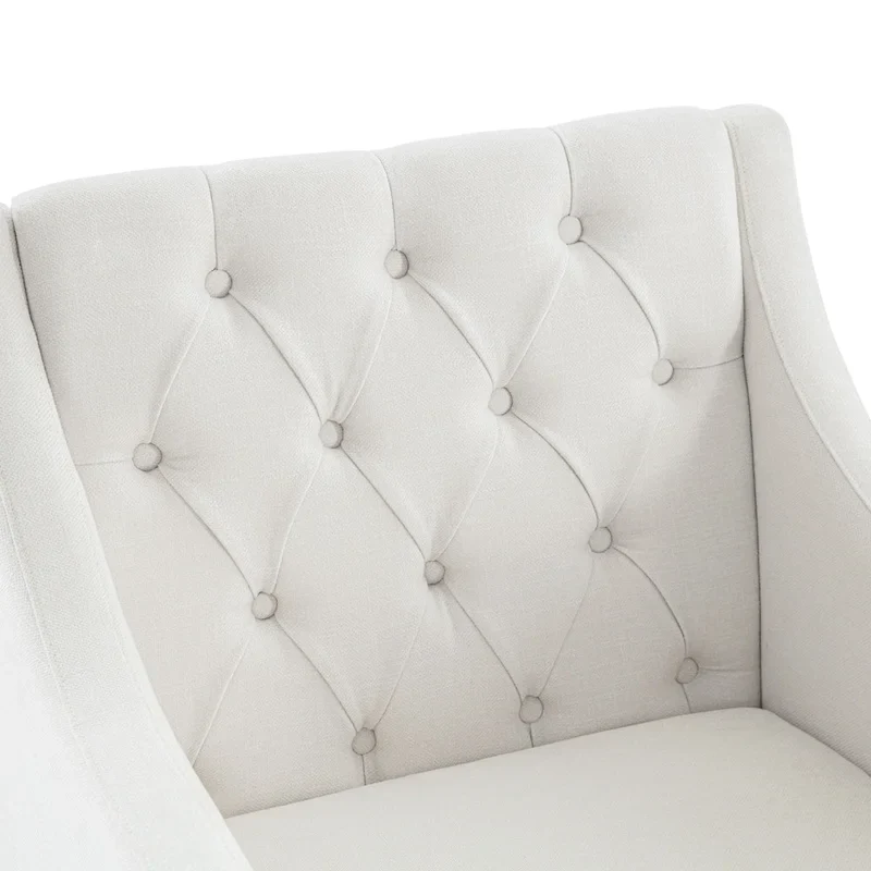 Beige 30  Upholstered Tufted Arm Chair with Lumbar Pillow