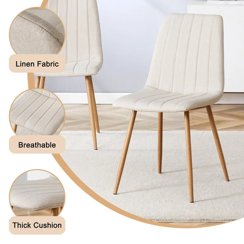 Linen Upholstered Metal Leg Side Chair (Set of 4)