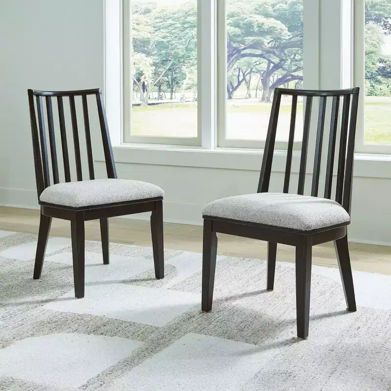 Signature Design by Ashley Galliden Curved Back Dining Chair, Set of 2, Black
