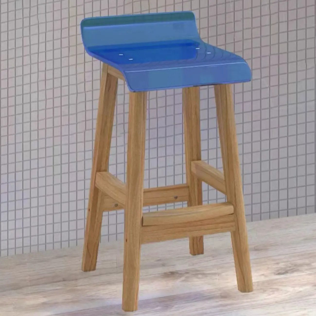 Acrylic Saddle Counter Height Wooden Bar Stools