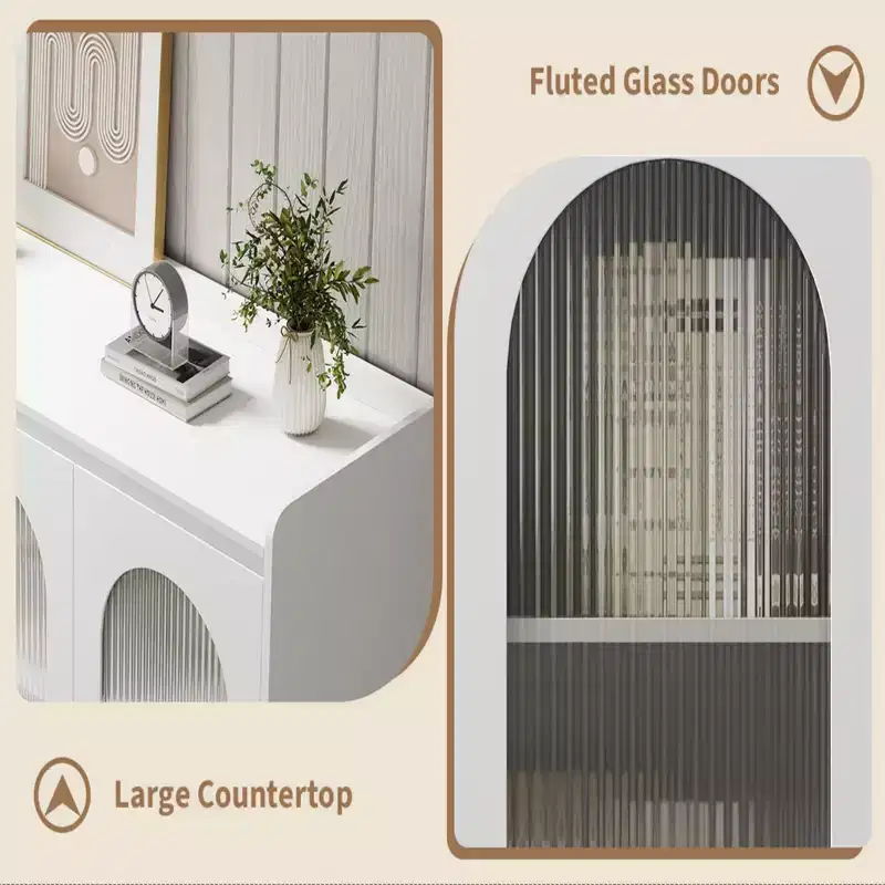 Durable Wood Composite Wood Composite Sideboard Long , Elegant Glass Design,
