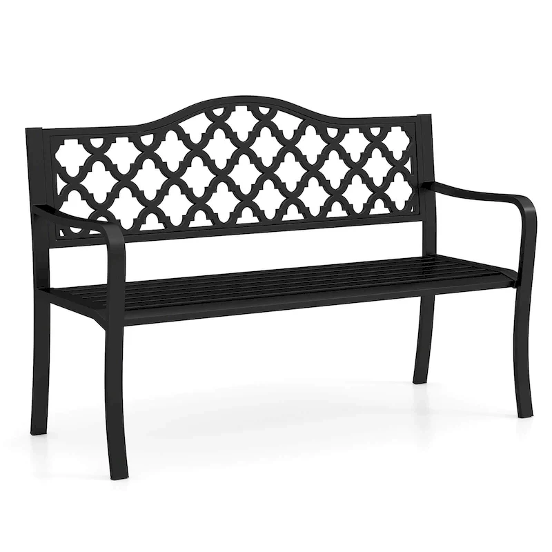 Costway 50.5  Patio Bench Slatted Metal Garden Bench for 2-3 People - See Details