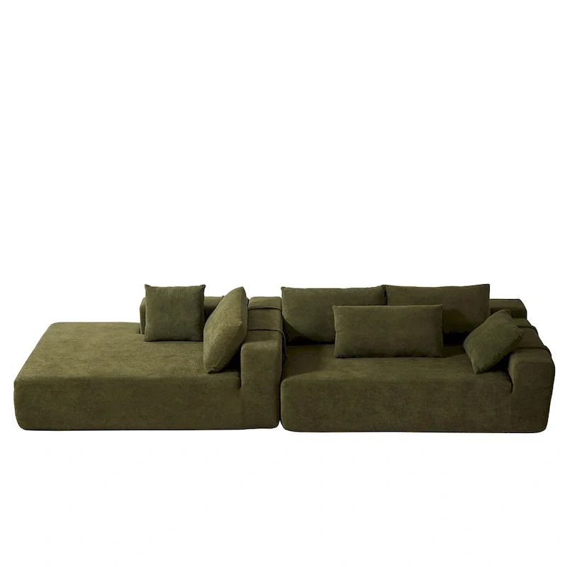 108 Chenille Modular L-Shaped Sectional Sofa with 6 Pillows, Reversible Chaise