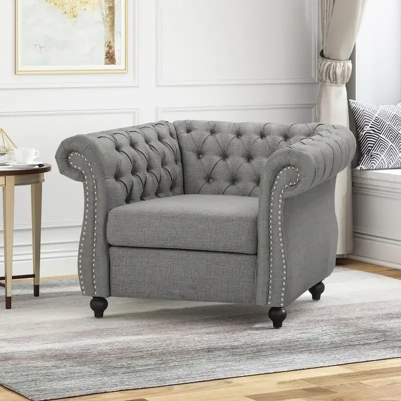 Chesterfield Club Chair with Tufted Upholstery