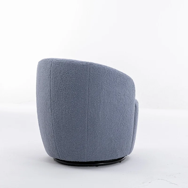 360° Swivel Barrel Accent Chair – Soft Teddy Fabric, Ergonomic Backrest