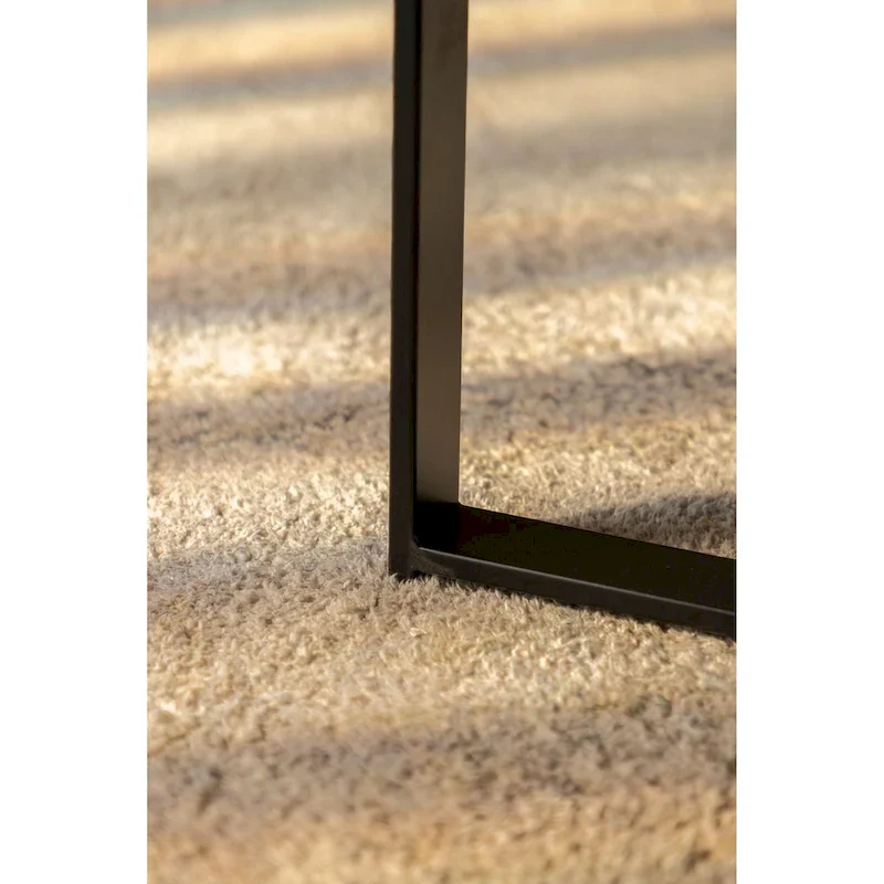 Natural Wood Round Coffee Table with Metal Cross Legs