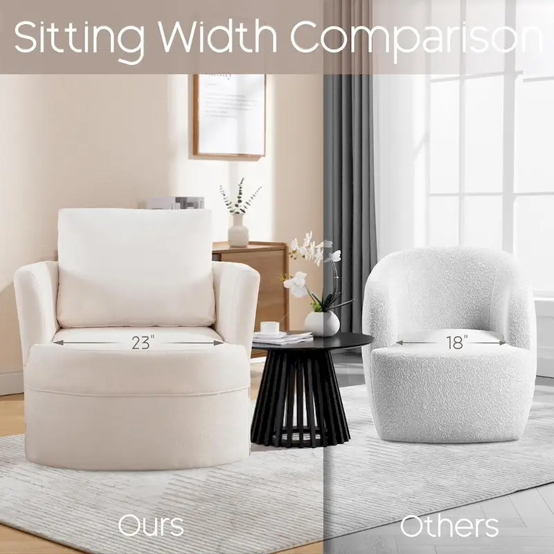 Swivel Accent Barrel Chair Round Arm Chair with Pillow