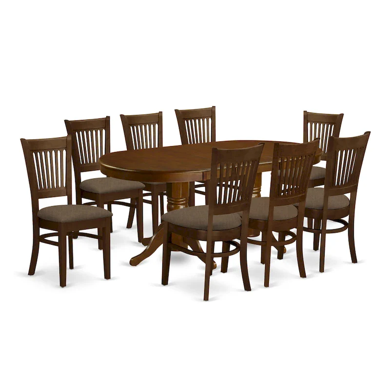 9 Piece Dining Table Set Includes an Oval Wooden Table and 8 Dining Chairs, Espresso(Seat Type Options)