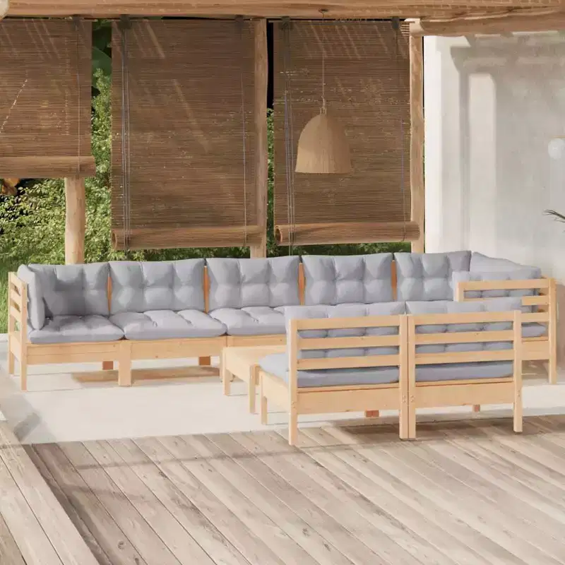 vidaXL Garden Lounge Set Grey Solid Pinewood Large Modular