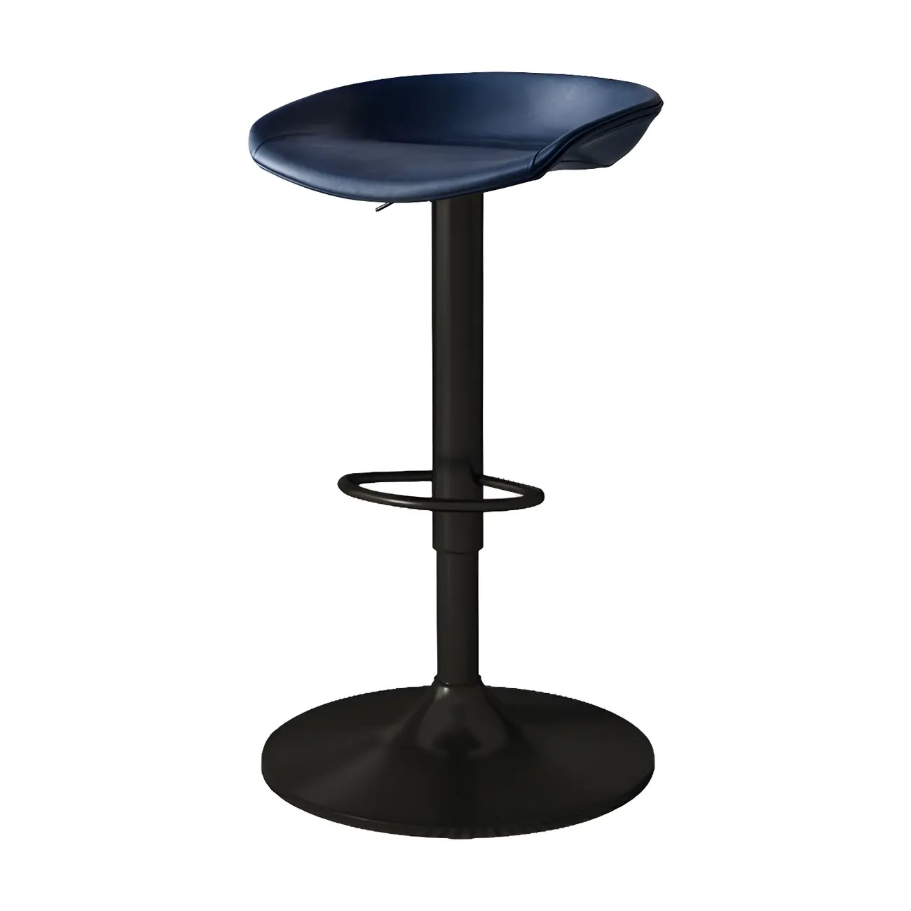 Modern Leather Black Pedestal Swivel Adjustable Bar Stool