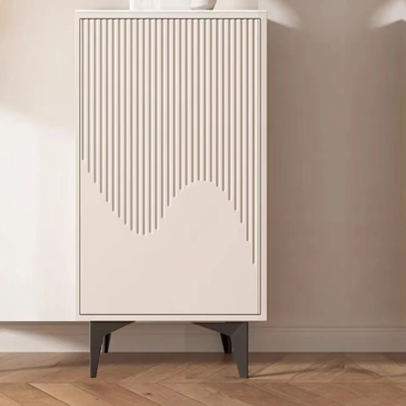 Khaki Accent Cabinet with Unique Finish for Indoor Decor