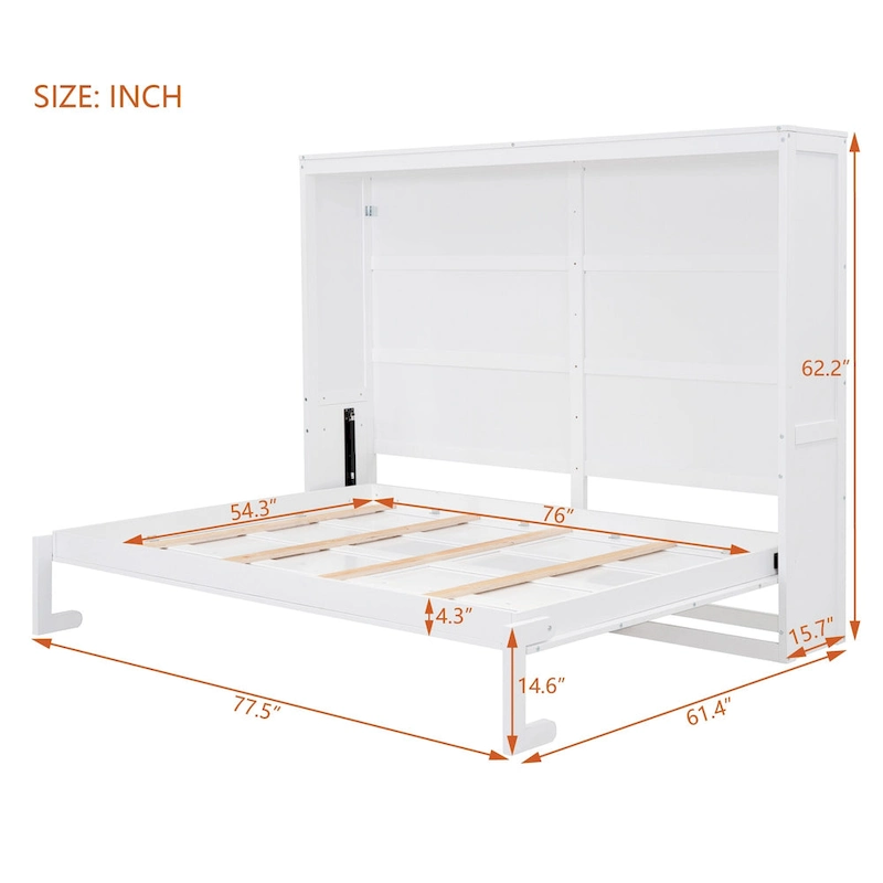 Full Wooden Wall Murphy Bed, Space-Saving