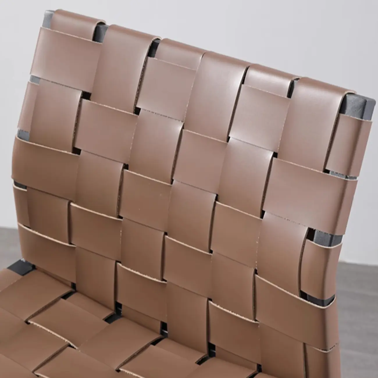 Modern Leather Seat Woven Textured Bar Stools with Back