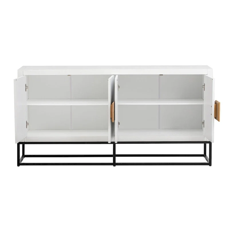 Modern 4-Door Sideboard with 3 Adjustable Shelves - MDF Storage Cabinet for Dining Room Kitchen - Elegant Design