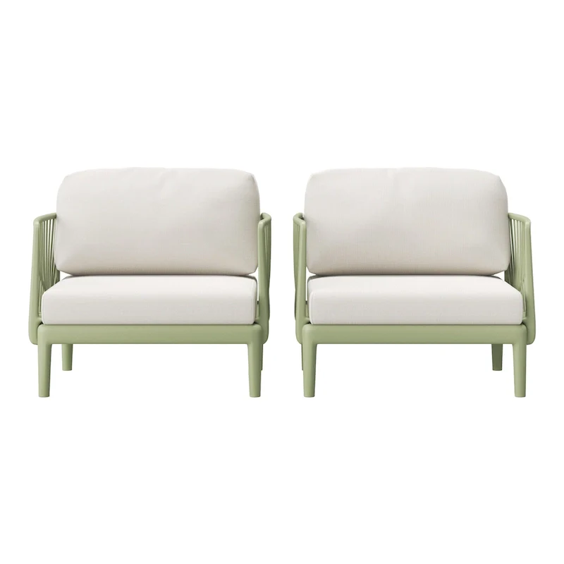 Frond and Form Patio Deep Seating Club Chair with Cushions (Set of 2)