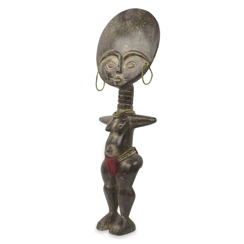 Handmade Fante Fertility Doll III African wood sculpture (Ghana) - 51 x 21 x 13