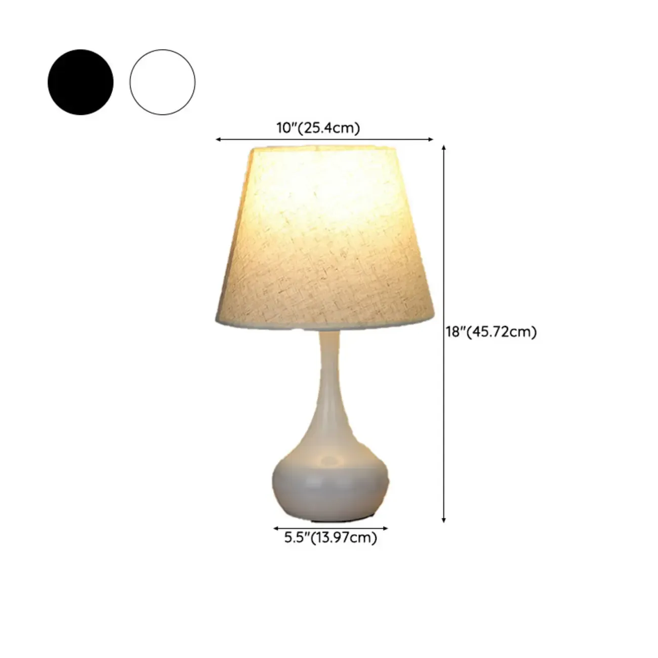 Bedside Elegant Black/White Metal Fabric Table Lamp