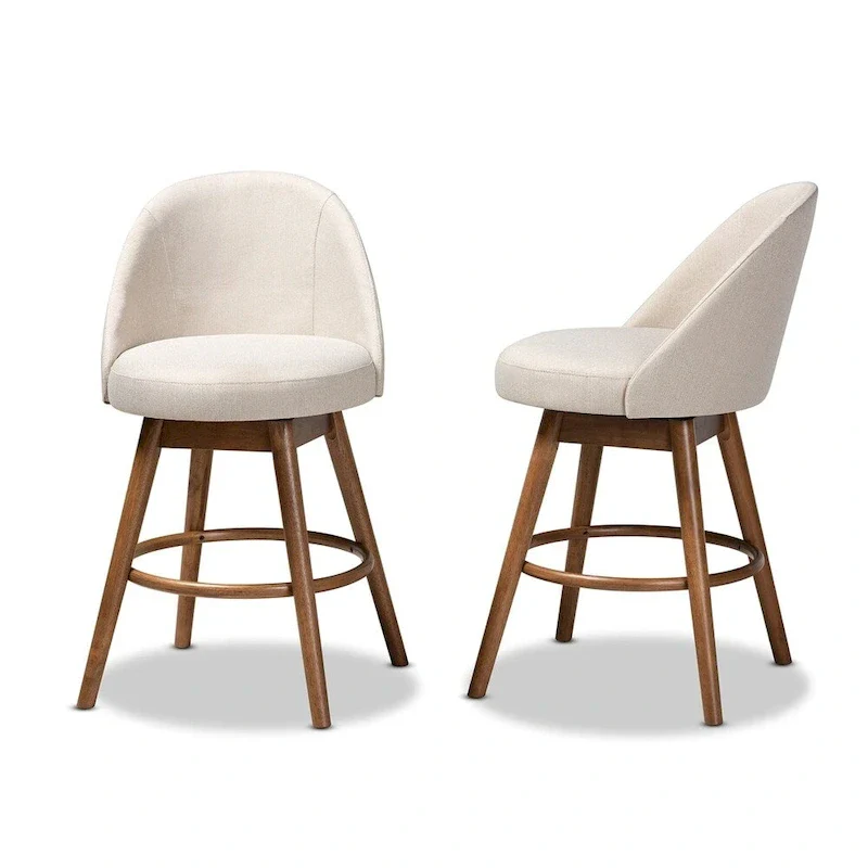 Mid-Century Modern Swivel 2-Piece Counter Stool Set