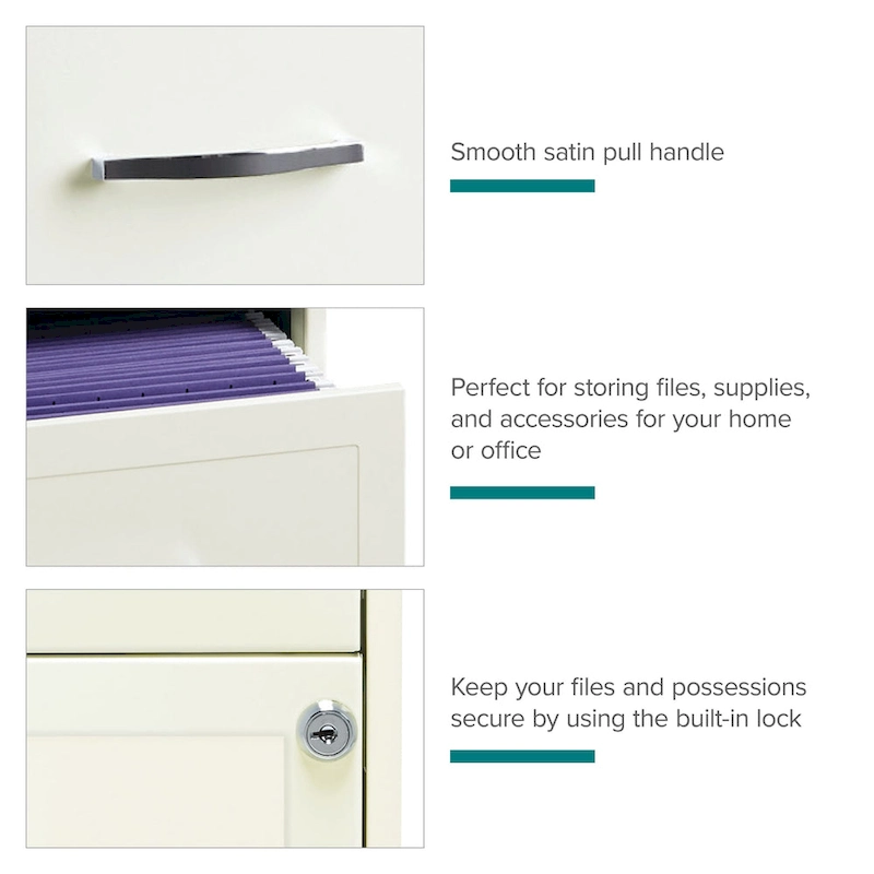 Space Solutions Pearl White 4 Drawer Metal Vertical File Cabinet