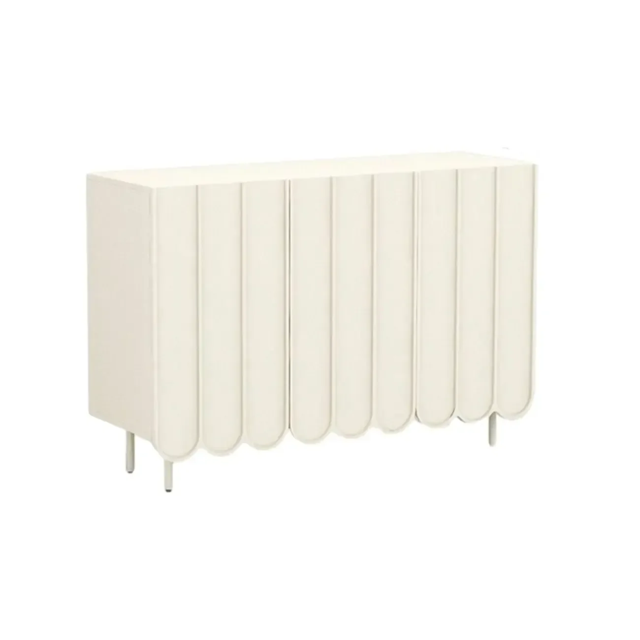 Entryway White Wooden Fluted Front Shoe Cabinet