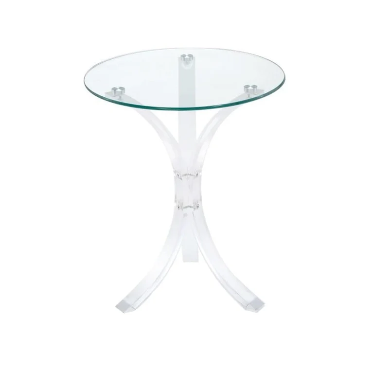 Curved Base Accent Table with Glass Top