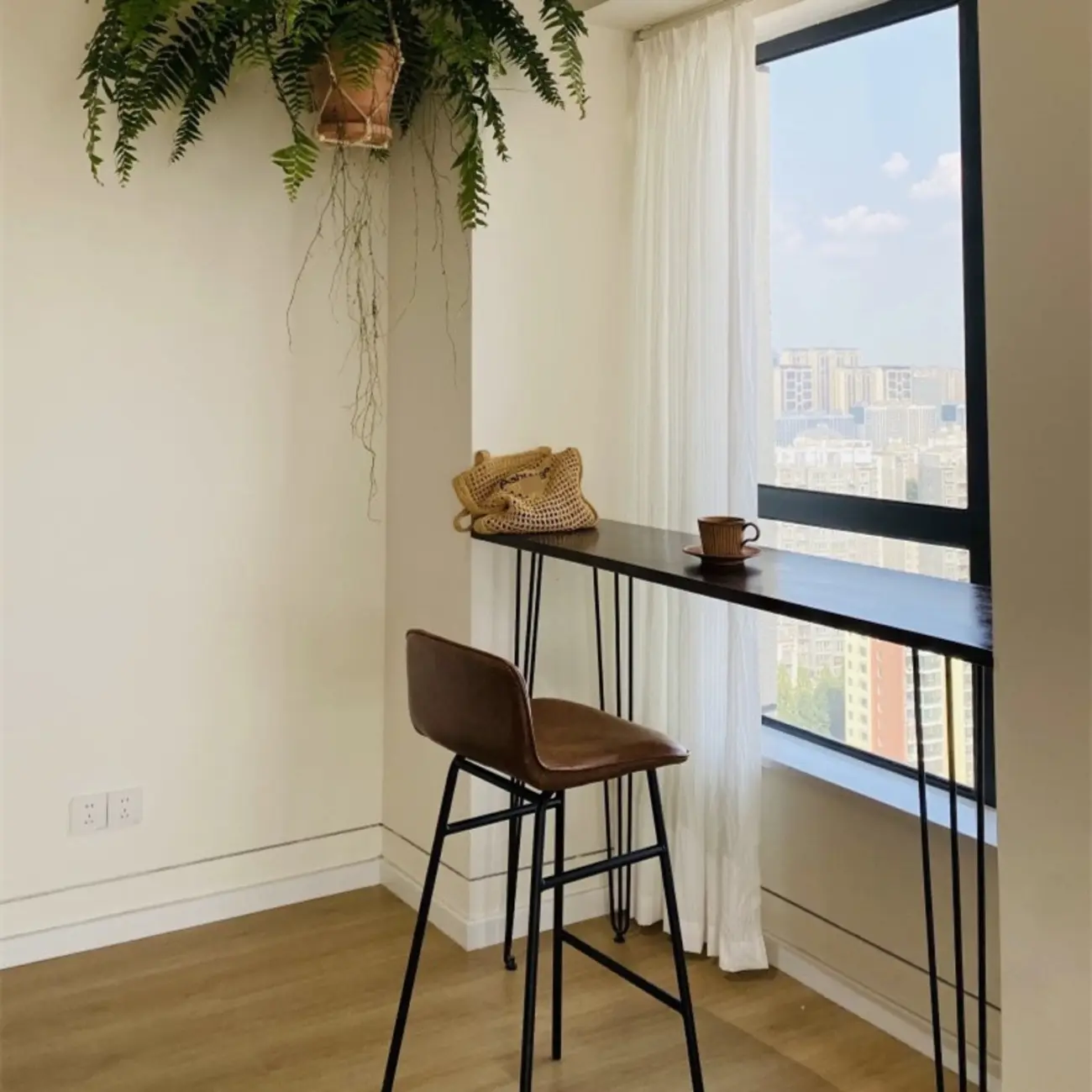 Modern Cocoa Wooden Steel Hairpin Legs Bar Tables