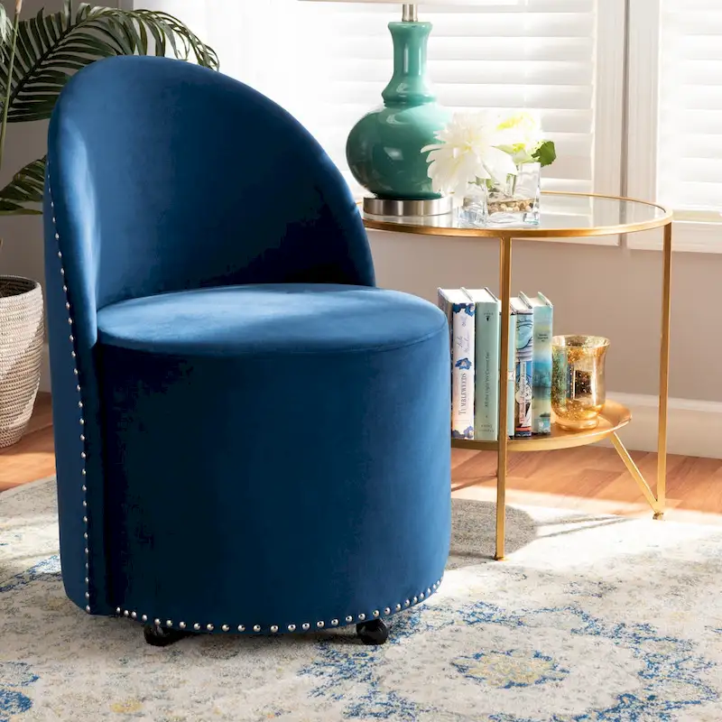 Bethel Glam and Luxe Velvet Rolling Accent Chair