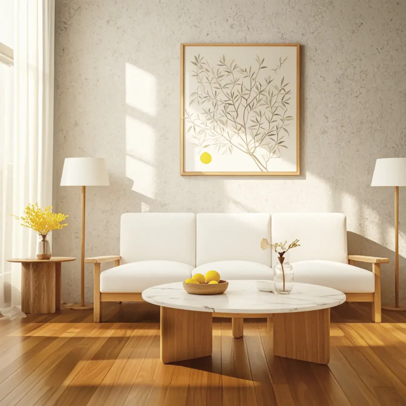 Modern Wooden Round White Coffee Table for Living Room
