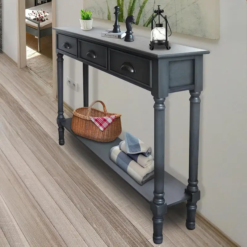 Wood 3-drawer Console Hallway Table