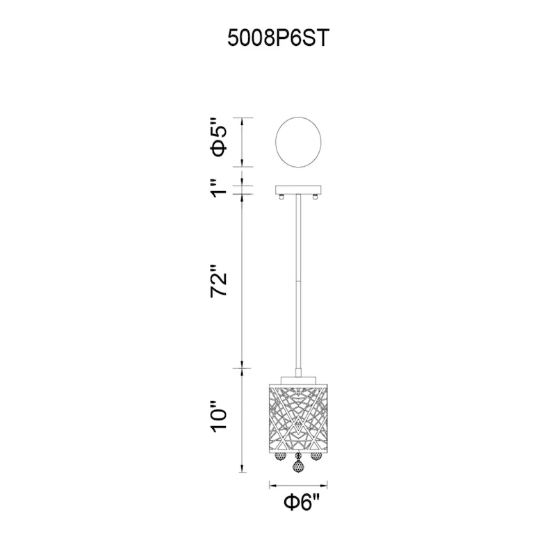 Eternity 1 Light Drum Shade Mini Pendant With Chrome Finish - Stainless Steel