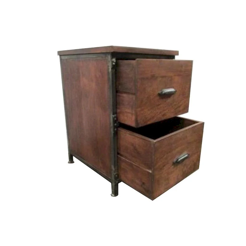 Solid Wood 2-drawer Handmade Rustic Filing Cabinet