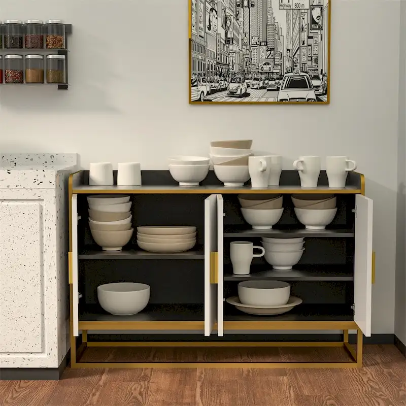 Modern Kitchen Buffet Storage Cabinet with Metal Legs