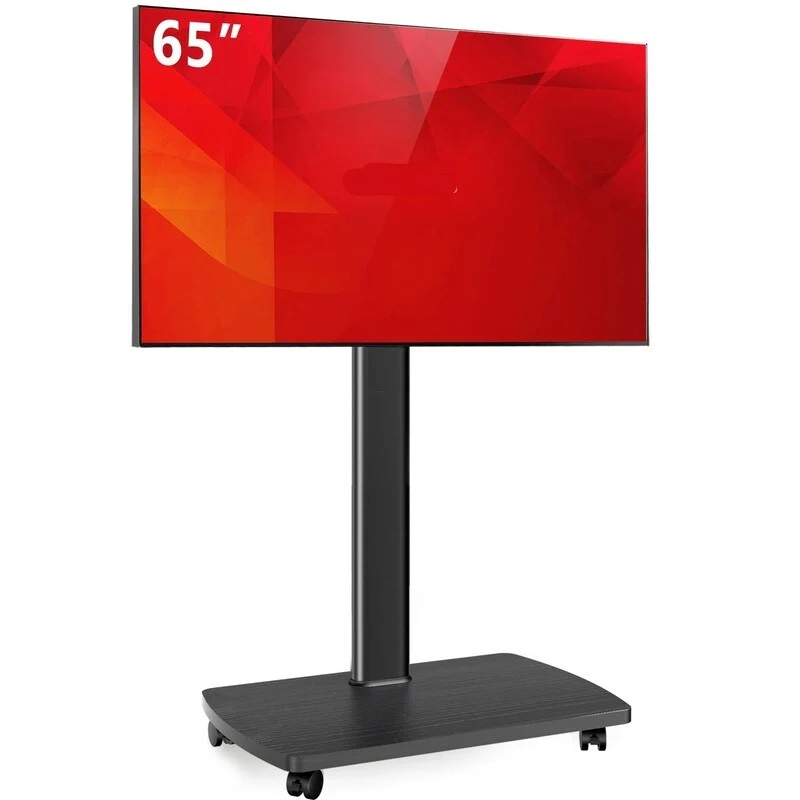 Black / Brown / White Rolling TV Stand with Height Adjustment & Swivel – Single