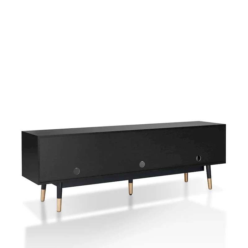 Mid-Century Modern Black 71-inch 3-Shelf TV Console