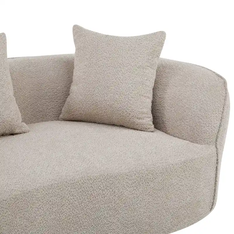 Beige Curved Sectional Sofa - 5 Seater